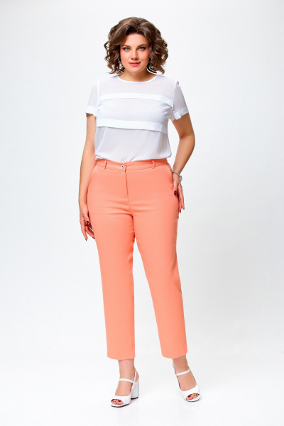 Брюки зауженные прямого силуэта из хлопкового денима Swallow 745 персиковый - фото 1