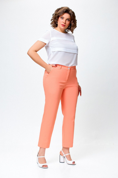 Брюки зауженные прямого силуэта из хлопкового денима Swallow 745 персиковый - фото 5