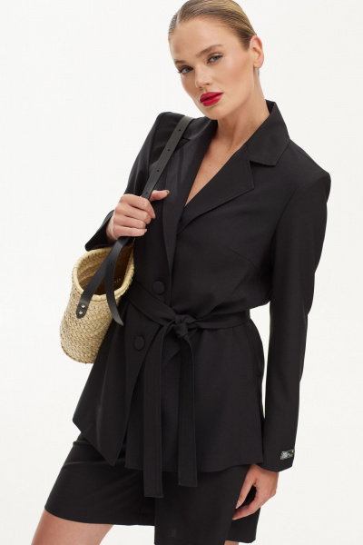 Летний женский костюм с шортами из текстиля Твой имидж 1865 черный - фото 9