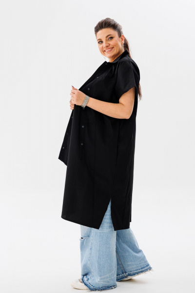 Летняя туника с асимметричным кроем и разрезами Anelli 1383 оникс - фото 7
