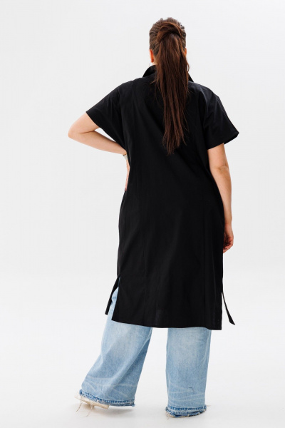 Летняя туника с асимметричным кроем и разрезами Anelli 1383 оникс - фото 6