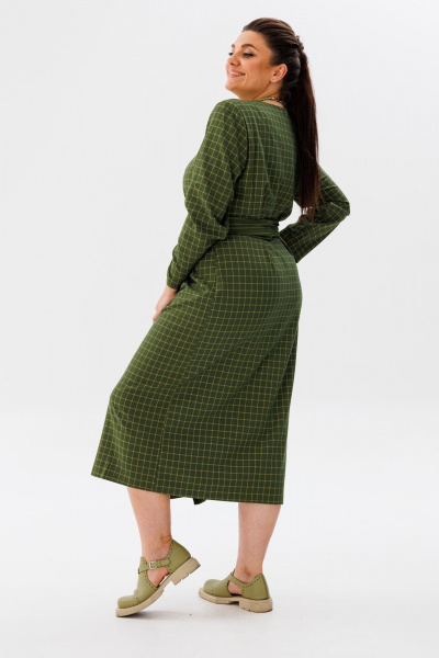 Элегантное изумрудное платье с поясом и разрезом Anelli 1314 аспарагус - фото 8