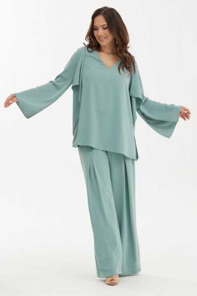 Платье А-силуэта из хлопка с белой аппликацией Магия моды 2455 бирюза - фото 7