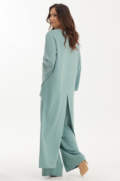 Платье А-силуэта из хлопка с белой аппликацией Магия моды 2455 бирюза - фото 6