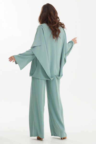 Платье А-силуэта из хлопка с белой аппликацией Магия моды 2455 бирюза - фото 4