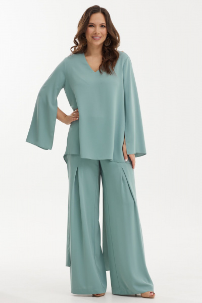 Платье А-силуэта из хлопка с белой аппликацией Магия моды 2455 бирюза - фото 3