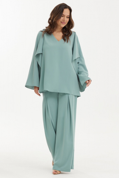 Платье А-силуэта из хлопка с белой аппликацией Магия моды 2455 бирюза - фото 2