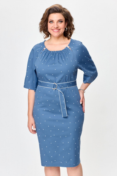 Платье из хлопка с эластаном и съемным поясом Bonna Image 917 голубой - фото 7