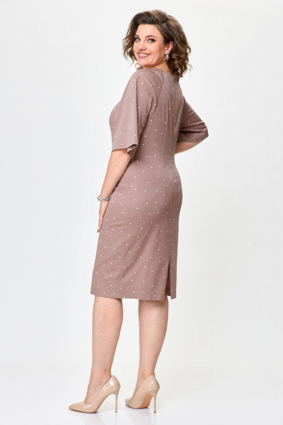 Платье из хлопка с эластаном и реглан рукавом Bonna Image 917 бежевый - фото 2