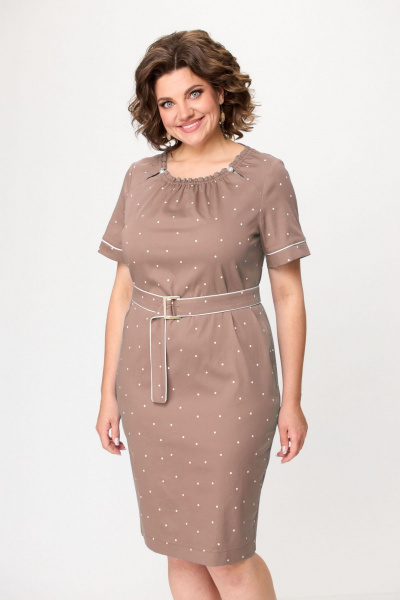 Платье из хлопка с эластаном и съемным поясом Bonna Image 918 бежевый - фото 5