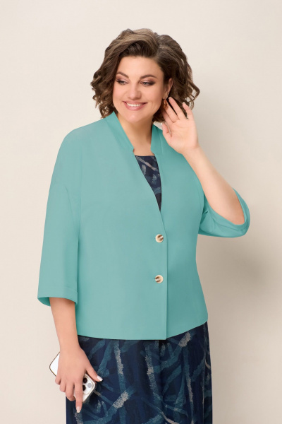 Жакет, платье VOLNA 1351 бирюзово-синий - фото 5