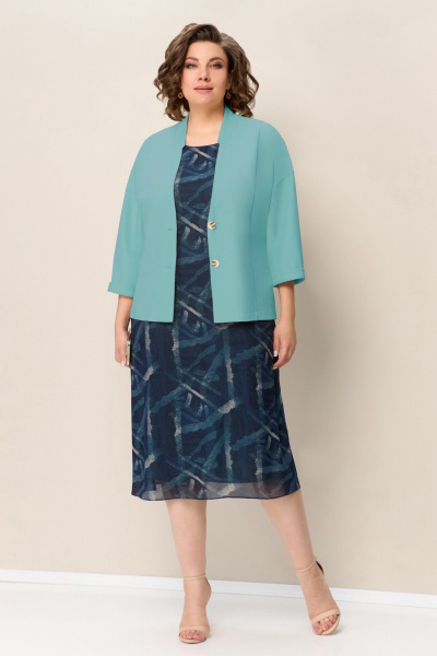 Жакет, платье VOLNA 1351 бирюзово-синий - фото 1