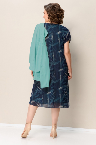 Жакет, платье VOLNA 1351 бирюзово-синий - фото 4