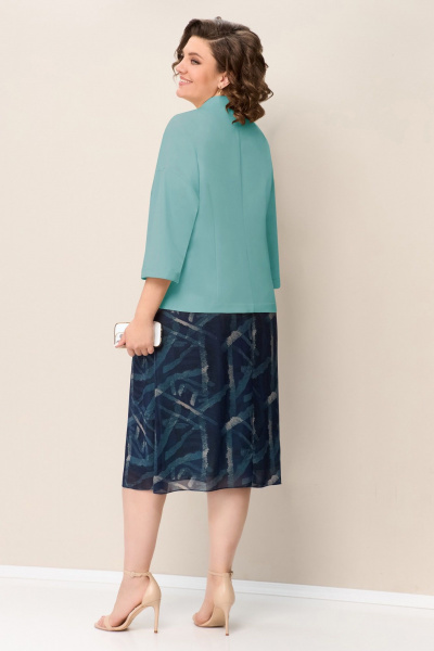 Жакет, платье VOLNA 1351 бирюзово-синий - фото 3