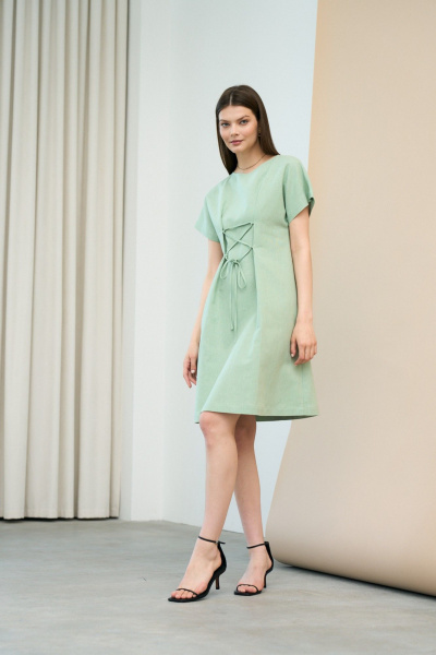 Платье свободного кроя со спущенным плечом и шнуровкой C. of PAPAYA NEW Р1674-1 - фото 3