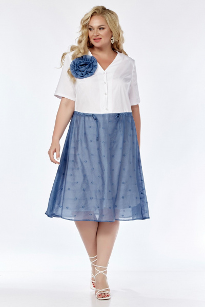 Платье Belinga 1231 белый-голубой - фото 1