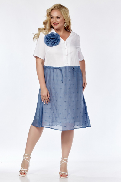 Платье Belinga 1231 белый-голубой - фото 2