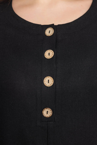 Платье из льна с асимметричным низом и завязками Gold Style 2628 черный - фото 4