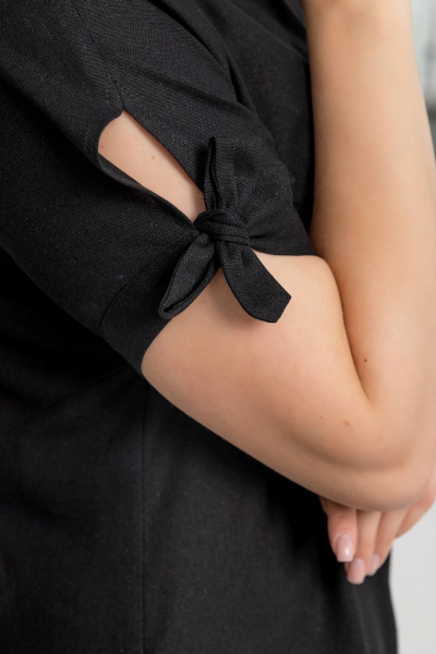 Платье из льна с асимметричным низом и завязками Gold Style 2628 черный - фото 5