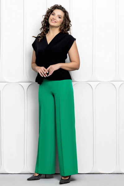 Палazzo брюки из текстиля в классическом стиле Gold Style 2629 зеленый - фото 3