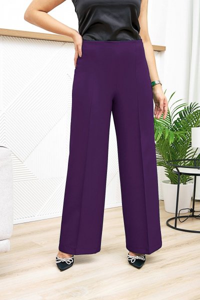 Палazzo брюки из текстиля с застроченными стрелками Gold Style 2629 фиолетовый - фото 1