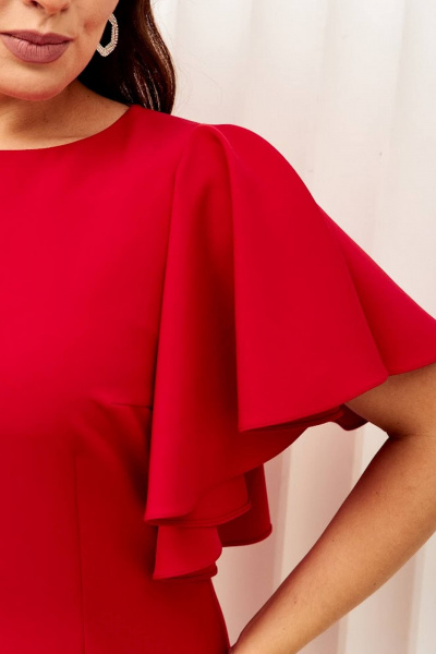 Красное нарядное платье с рукавами-воланами из кружева Gold Style 2630 красный - фото 4