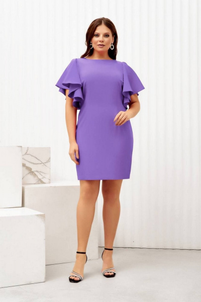 Фиолетовое нарядное платье с рукавами-воланами из кружева Gold Style 2630 сирень - фото 3