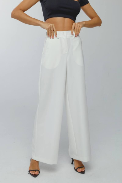Репсированные брюки палаццо на резинке Gold Style 2631 белый - фото 2