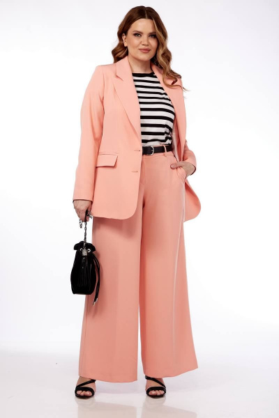Розовые брюки палаццо на резинке для делового образа Gold Style 2631 персик - фото 3