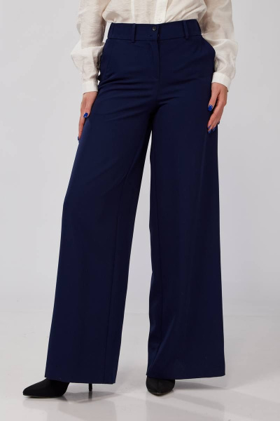 Синие брюки палаццо на резинке для ежедневного стиля Gold Style 2631 темно-синий - фото 2