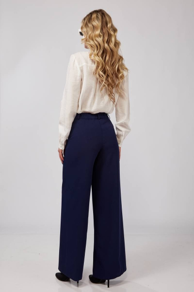 Синие брюки палаццо на резинке для ежедневного стиля Gold Style 2631 темно-синий - фото 5