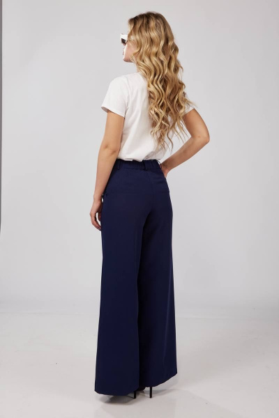 Синие брюки палаццо на резинке для ежедневного стиля Gold Style 2631 темно-синий - фото 8