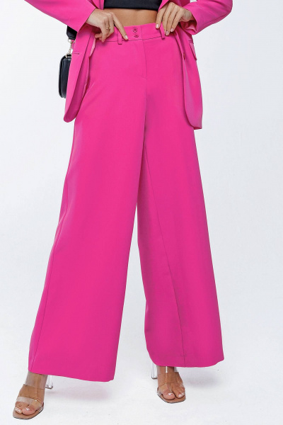 Розовые брюки палаццо на резинке для офиса и прогулок Gold Style 2631 фуксия - фото 2
