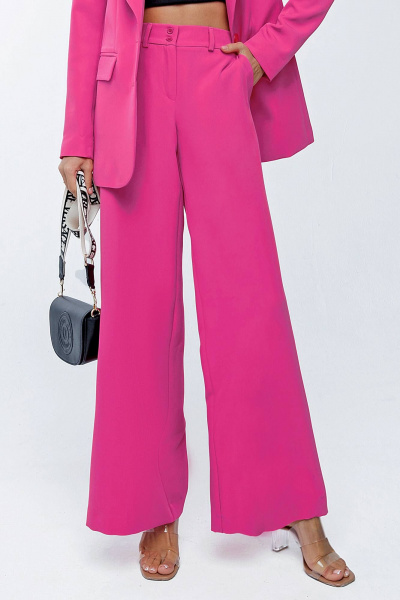 Розовые брюки палаццо на резинке для офиса и прогулок Gold Style 2631 фуксия - фото 4