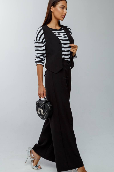 Черные брюки палаццо на резинке для делового образа Gold Style 2631 черный - фото 5