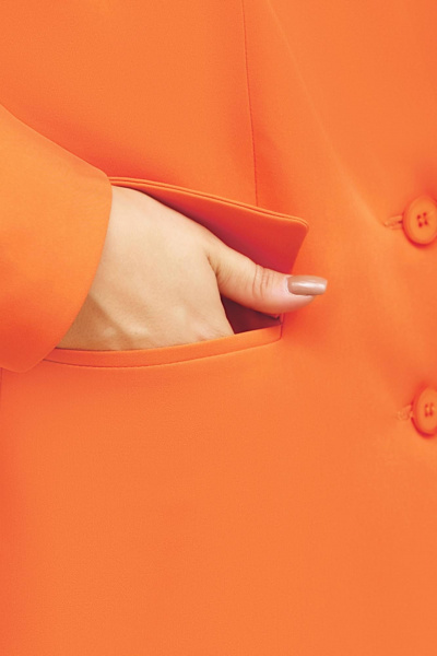 Пиджак прямого силуэта в стиле Old Money для plus size Gold Style 2633 оранжевый - фото 10