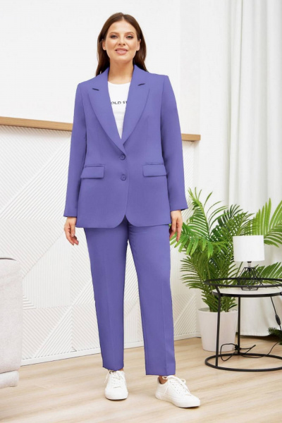 Пиджак прямого силуэта в стиле Old Money для plus size Gold Style 2633 сиреневый - фото 6