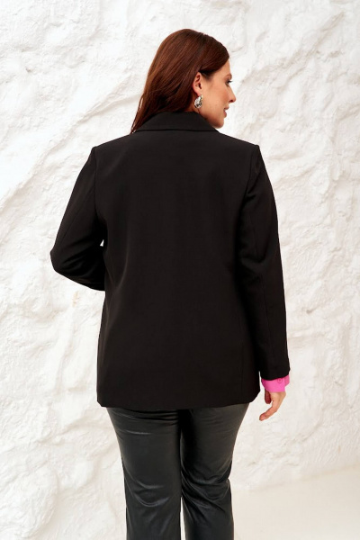 Пиджак прямого силуэта в стиле Old Money для plus size Gold Style 2633 черный - фото 6