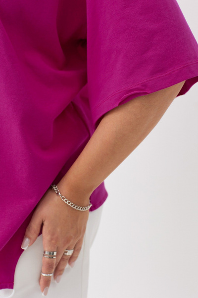 Футболка свободного силуэта из трикотажа для жарких дней BegiModa 4093 малиновый - фото 6