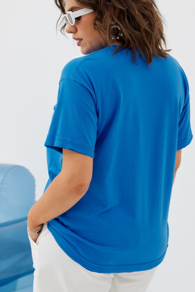 Футболка полуприлегающего силуэта из хлопка для лета BegiModa 4094 синий - фото 6