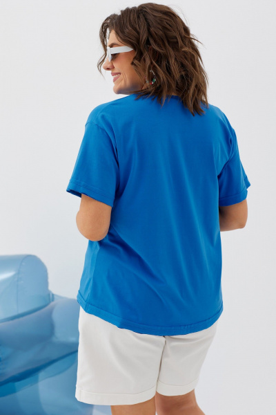 Футболка полуприлегающего силуэта из хлопка для лета BegiModa 4094 синий - фото 5