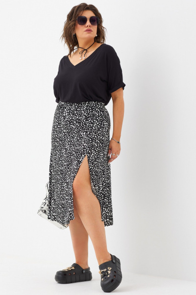 Блуза полуприлегающего силуэта из легкого трикотажа BegiModa 4097 черный - фото 5