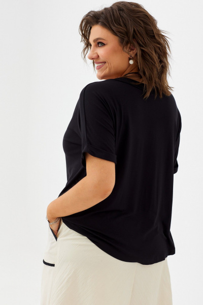 Блуза полуприлегающего силуэта из легкого трикотажа BegiModa 4097 черный - фото 7