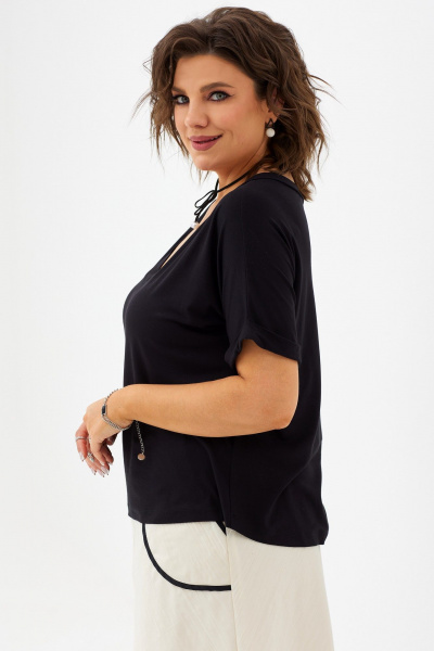 Блуза полуприлегающего силуэта из легкого трикотажа BegiModa 4097 черный - фото 6