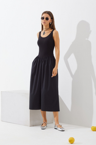 Комбинированное платье из текстиля с подрезами N.O.W. 1427 - фото 8