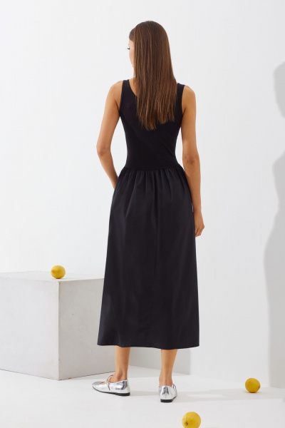 Комбинированное платье из текстиля с подрезами N.O.W. 1427 - фото 2