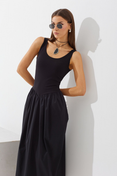 Комбинированное платье из текстиля с подрезами N.O.W. 1427 - фото 7