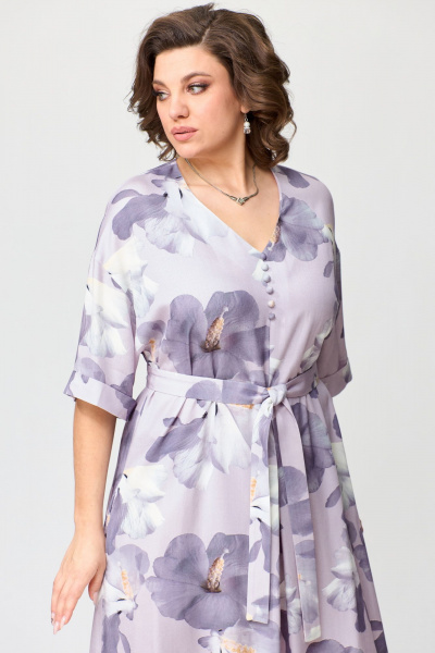 Мультиколор платье свободного кроя с поясом Орхидея 1437 - фото 7