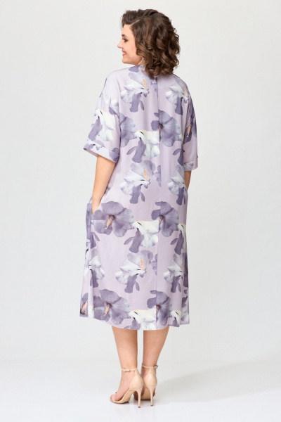 Мультиколор платье свободного кроя с поясом Орхидея 1437 - фото 6