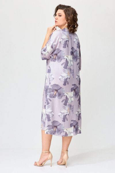 Мультиколор платье свободного кроя с поясом Орхидея 1437 - фото 5